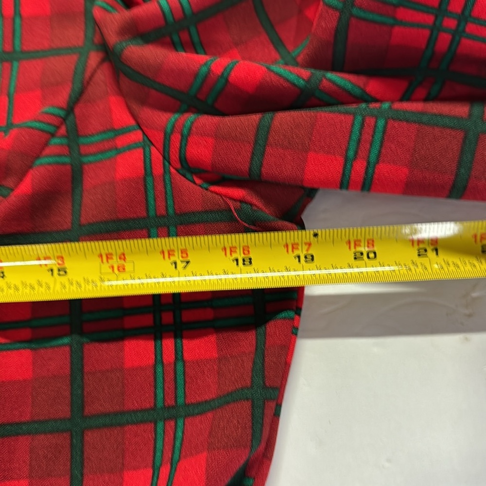 Calvin Klein Red and Green Plaid Midi Dress 3/4 sleeve puff shoulder holiday 16 - Picture 12 of 12